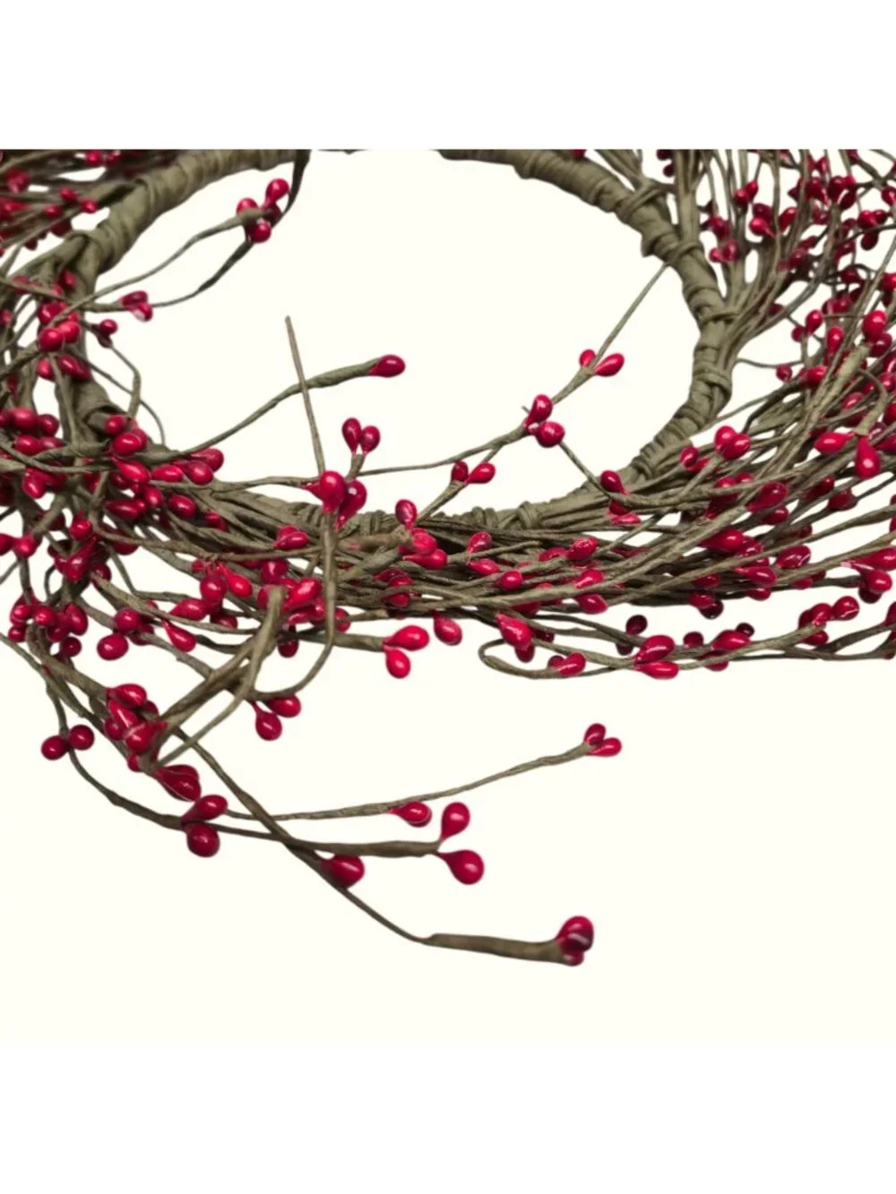 Red Pip Berry Wreath Candle Ring Rustic Christmas Decor 13